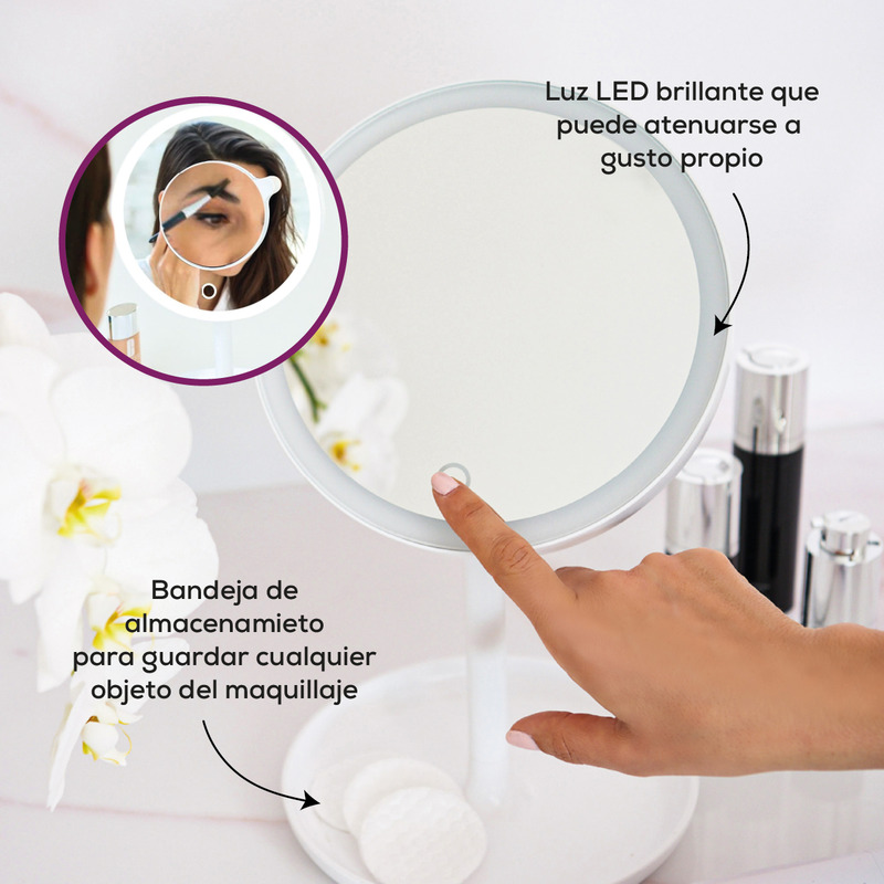 H&S Espejo Maquillaje con Luz LED Brillante - Espejos para Tocador